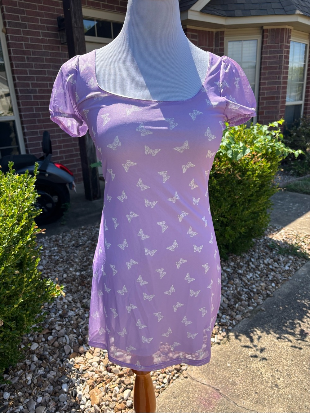 Kendall & Kylie Lavender Butterfly Mesh Mini Dress